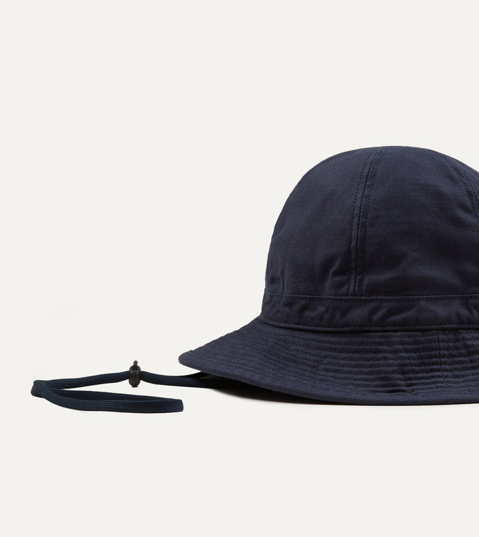 Câbleami Navy Baker Back Satin Cotton Metro Hat