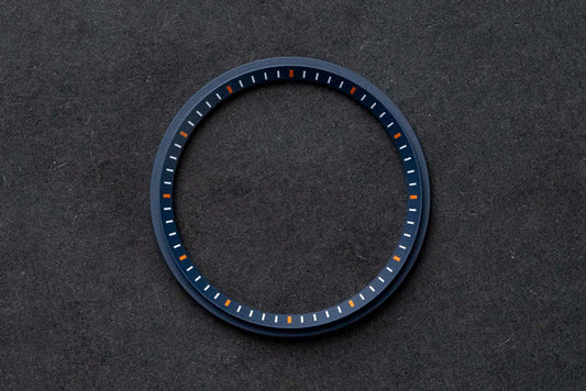 Chapter ring for DIY Watch Club divers - Blue with White & Orange Markers - diy watch club