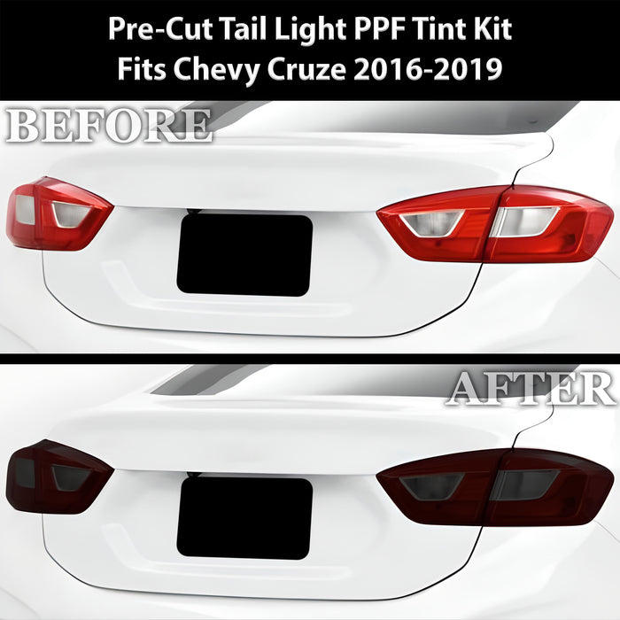 Full Headlight Taillight Precut Smoked PPF Tint Kit Film Overlay Fits Chevrolet Cruze 2016 - 2019 - Bogar Tech Designs