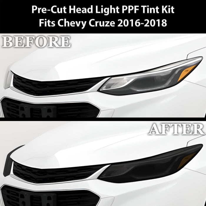 Full Headlight Taillight Precut Smoked PPF Tint Kit Film Overlay Fits Chevrolet Cruze 2016 - 2019 - Bogar Tech Designs