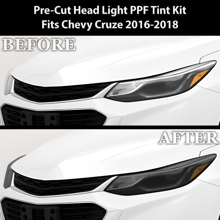 Full Headlight Taillight Precut Smoked PPF Tint Kit Film Overlay Fits Chevrolet Cruze 2016 - 2019 - Bogar Tech Designs
