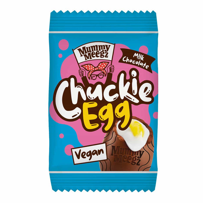 Mummy Meegz Chuckie Egg chocolate packaging on a white background