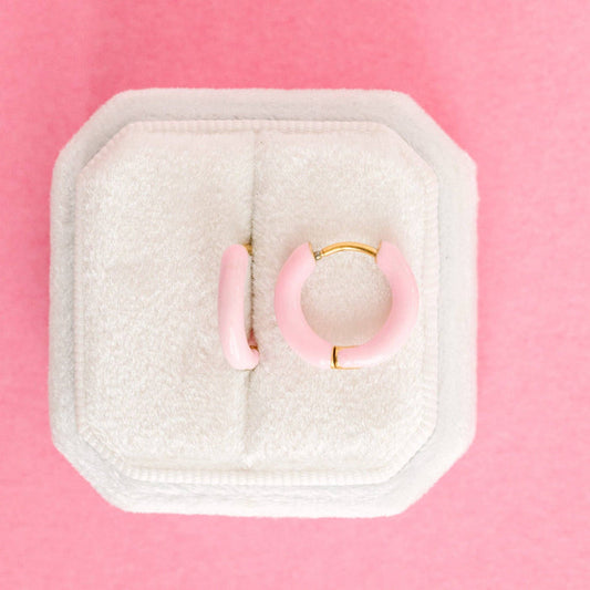 Colored Huggies Earrings: Pink