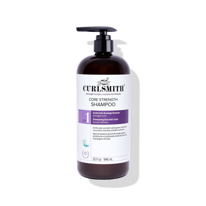Curlsmith Core Strength Shampoo bottle on a white background
