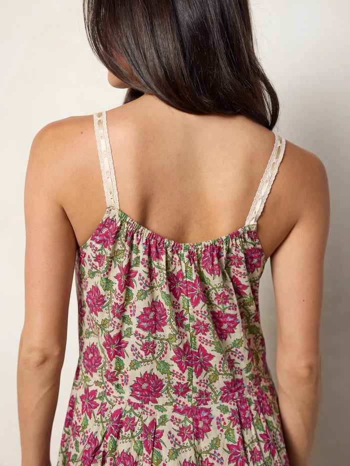 Cotton & Lace Jumpsuit - Cream Pink Lotus-view 9