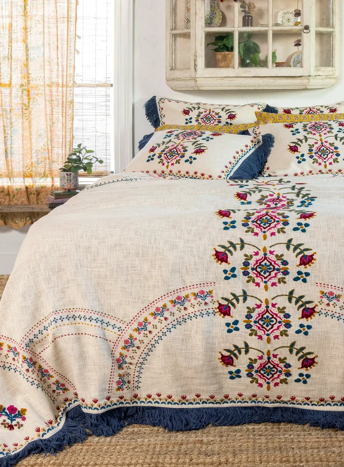 Cotton Slub Tufted Shams, Set of 2 - Cream-view 4