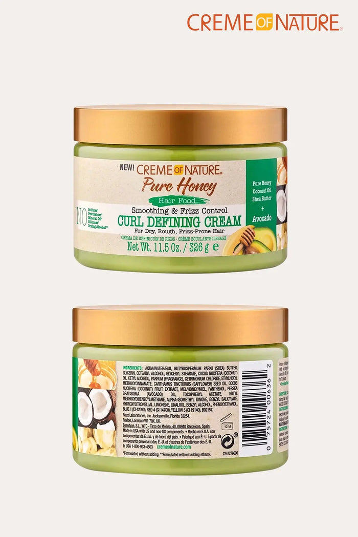 CREME OF NATURE PURE HONEY HAIR FOOD SMOOTHING & FRIZZ CONTROL CURL DEFINING CREAM AVOCADO 11.5oz - BSW BEAUTY CANADA
