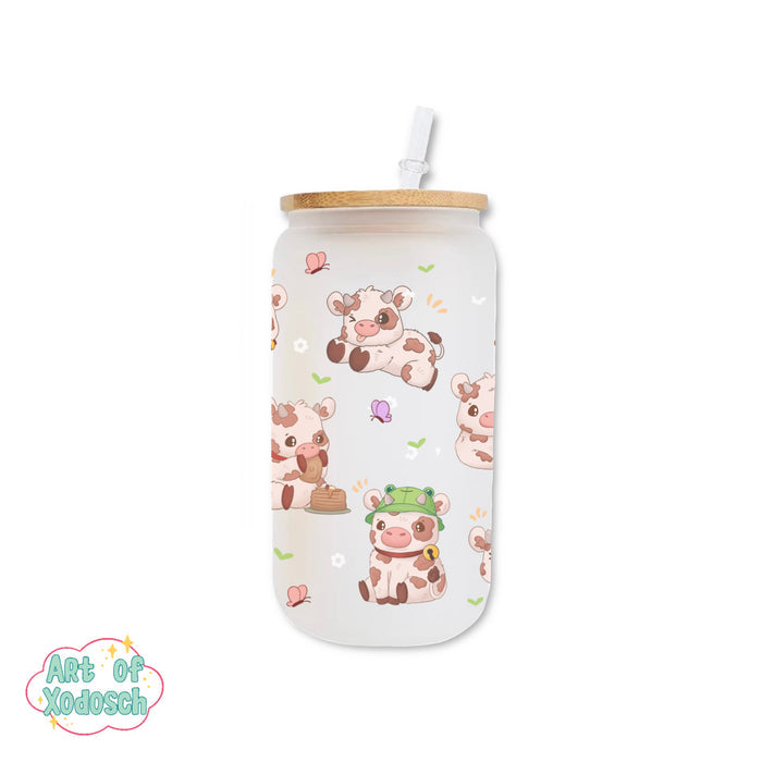 cute cow glass tumbler