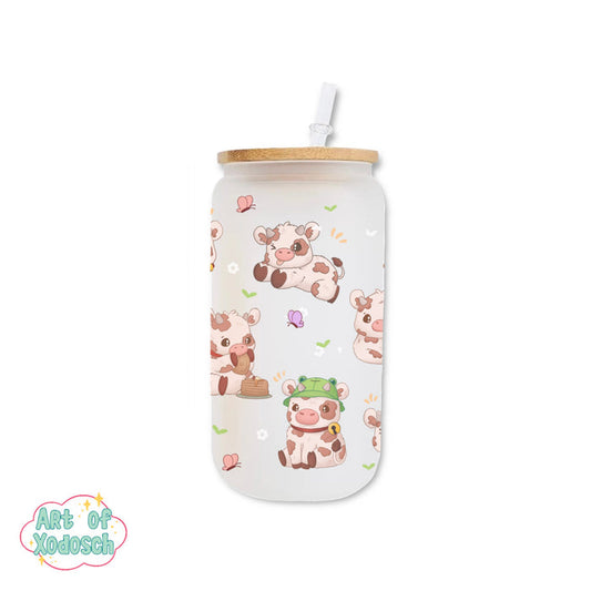 cute cow glass tumbler