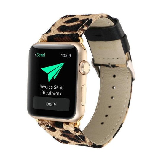Denim Leather Lined Brown Leopard - Fancy Bands