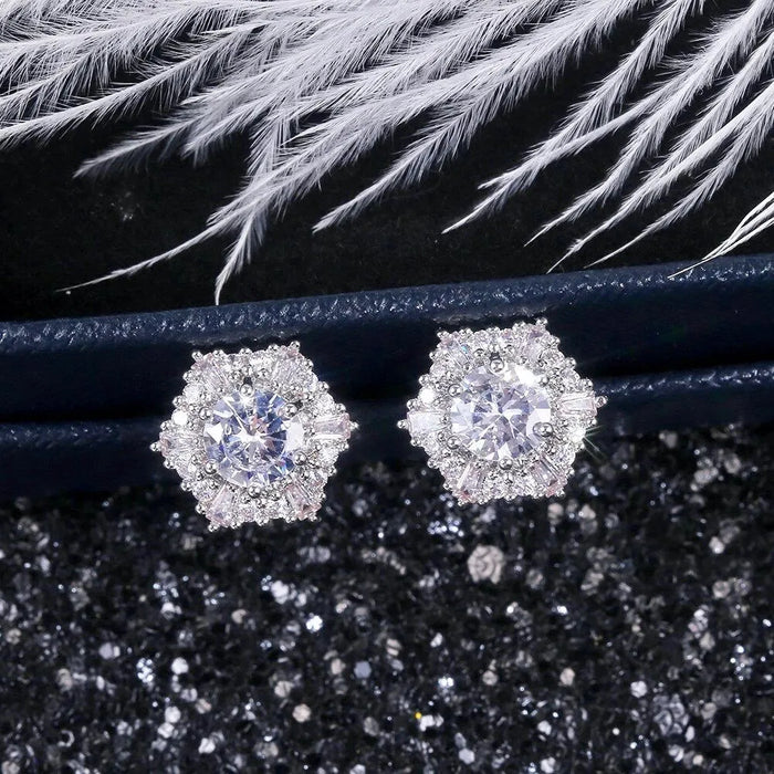 Wedding Jewelry - Cubic Zirconia Bridal Stud Earrings - Available in Silver and Rose Gold