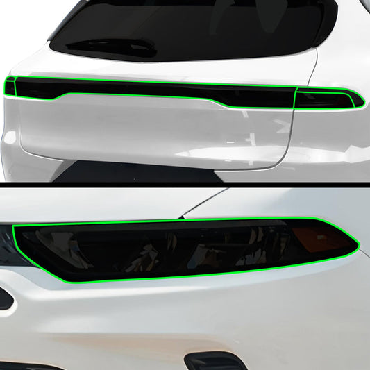 Full Headlight Taillight Precut Smoked PPF Tint Kit Film Overlay Fits Dodge Hornet 2023 - 2025 - Bogar Tech Designs