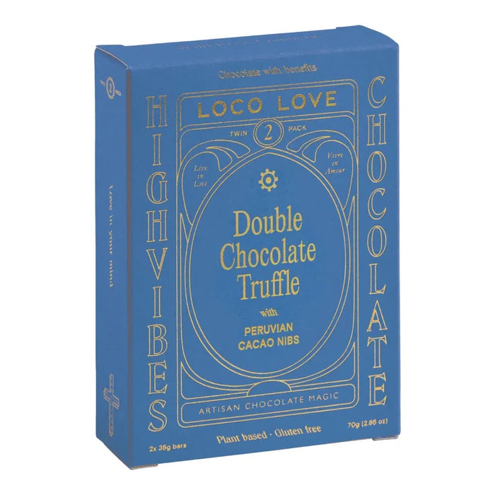 Twin pack of Double Chocolate Truffle bars with peruvian cacao nibs.