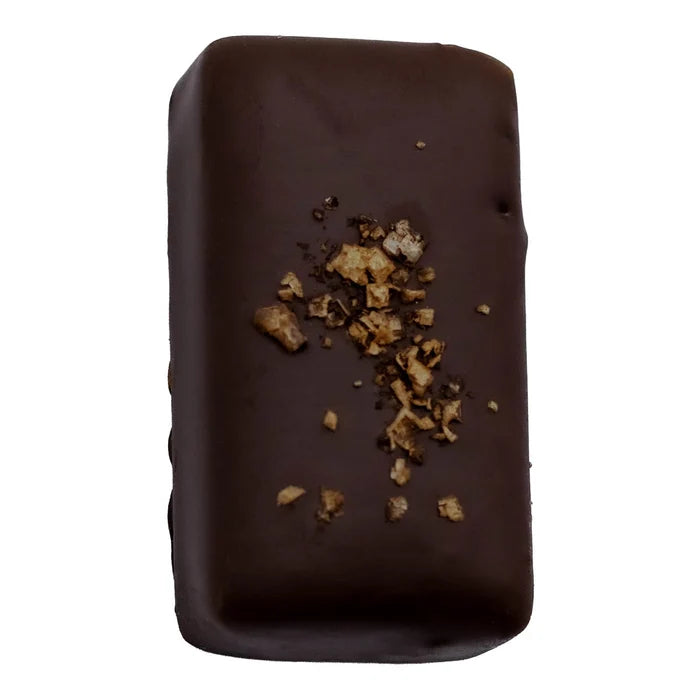 Whole bar of double chocolate truffle bar on a white background.