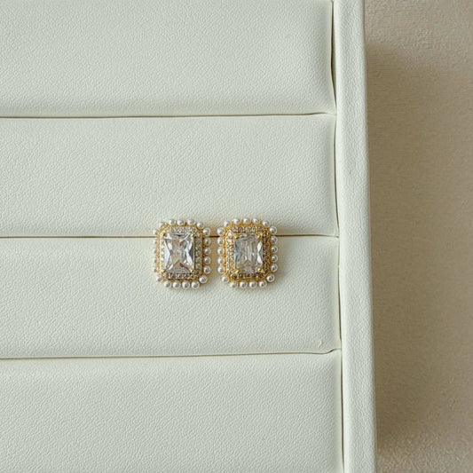Eva Baguette CZ Diamond Studs Earrings Gold Filled