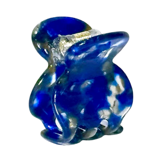 Ficcare Chloe Acetate Small Jaw Clip in Dot Blue handcrafted Italian acetate luxury hair accessory.