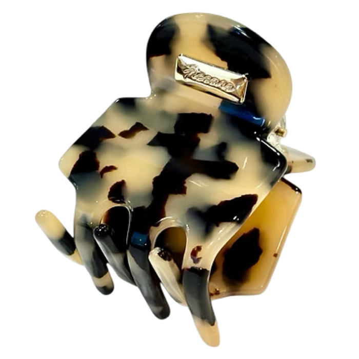 Ficcare Rita Acetate Hair Clip in Ivory Tokyo featuring a glossy marbled ivory acetate finish for secure, elegant everyday hairstyles.