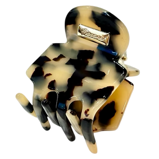 Ficcare Rita Acetate Hair Clip in Ivory Tokyo featuring a glossy marbled ivory acetate finish for secure, elegant everyday hairstyles.
