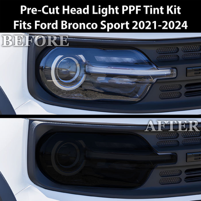 Full Headlight Taillight Precut Smoked PPF Tint Kit Film Overlay Fits Ford Bronco Sport 2021 - 2025 - Bogar Tech Designs