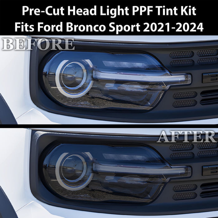Full Headlight Taillight Precut Smoked PPF Tint Kit Film Overlay Fits Ford Bronco Sport 2021 - 2025 - Bogar Tech Designs