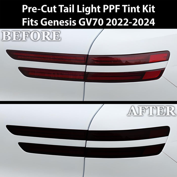 Full Headlight Taillight Precut Smoked PPF Tint Kit Film Overlay Fits Genesis GV70 2022 - 2025 - Bogar Tech Designs
