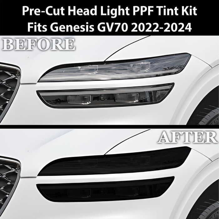 Full Headlight Taillight Precut Smoked PPF Tint Kit Film Overlay Fits Genesis GV70 2022 - 2025 - Bogar Tech Designs
