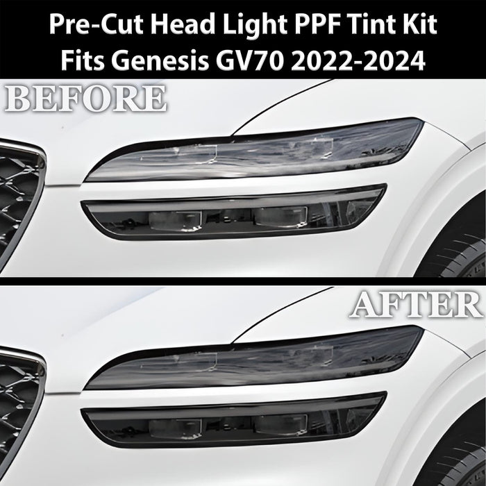 Full Headlight Taillight Precut Smoked PPF Tint Kit Film Overlay Fits Genesis GV70 2022 - 2025 - Bogar Tech Designs