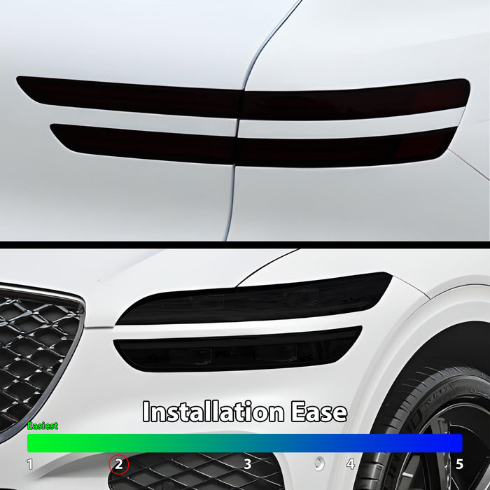 Full Headlight Taillight Precut Smoked PPF Tint Kit Film Overlay Fits Genesis GV70 2022 - 2025 - Bogar Tech Designs
