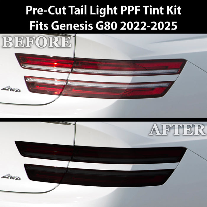 Full Headlight Taillight Precut Smoked PPF Tint Kit Film Overlay Fits Genesis G80 2022 - 2025 - Bogar Tech Designs