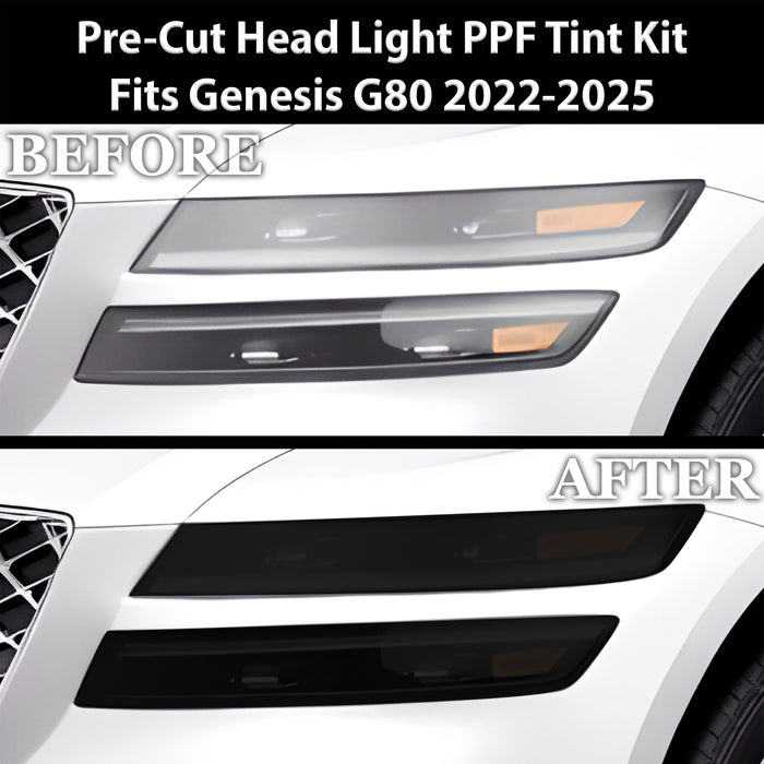 Full Headlight Taillight Precut Smoked PPF Tint Kit Film Overlay Fits Genesis G80 2022 - 2025 - Bogar Tech Designs