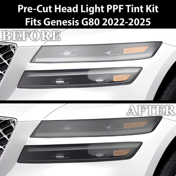 Full Headlight Taillight Precut Smoked PPF Tint Kit Film Overlay Fits Genesis G80 2022 - 2025 - Bogar Tech Designs