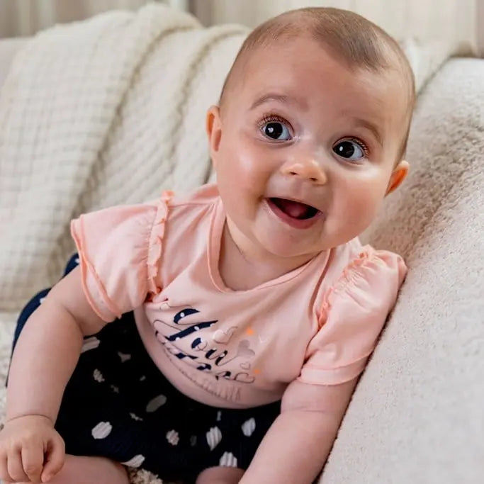 Girls Dress Pink Dark Blue Dots | Dirkje | Dirkje | Jenni Kidz