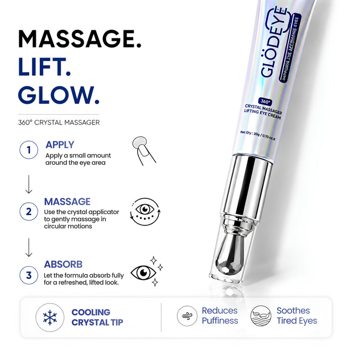 Glodeye 360° Crystal Massager Eye Cream for Dark Circles & Puffiness
