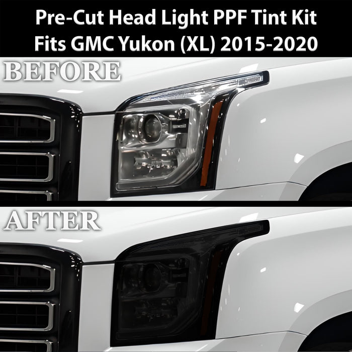 Full Headlight Taillight Precut Smoked PPF Tint Kit Film Overlay Fits GMC Yukon 2015 - 2020 - Bogar Tech Designs