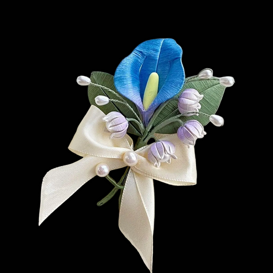 Handmade Chanhua Calla Lily Floral - Elegant Handcrafted Artisanal Brooch