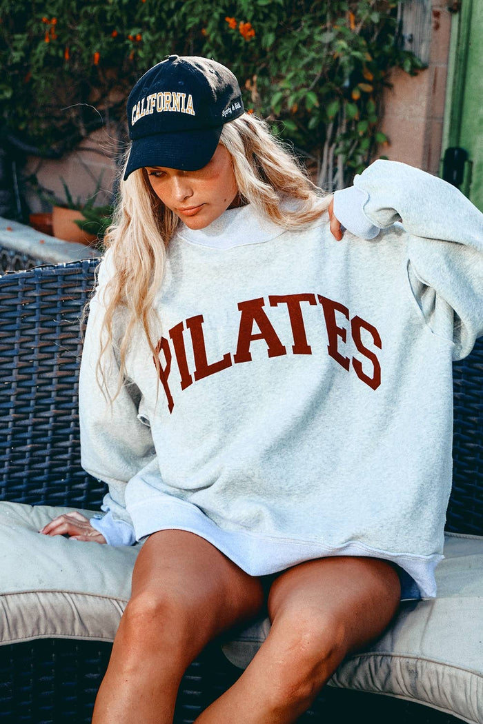 IT2594 | 'PILATES & YOGA' Print Reversible Sweatshirt