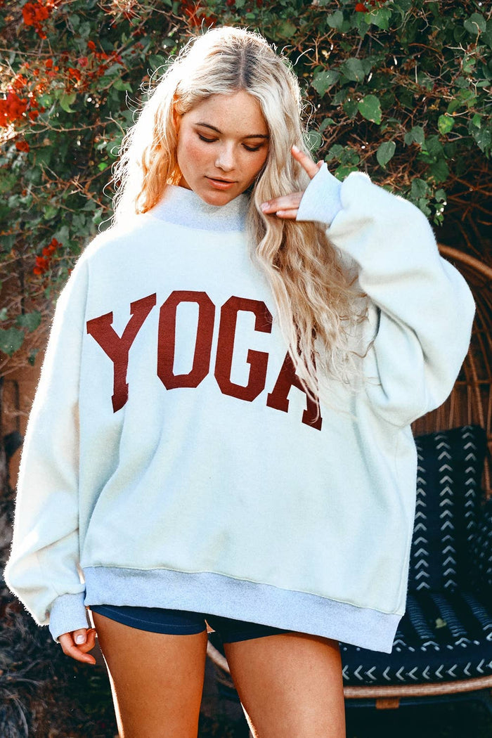 IT2594 | 'PILATES & YOGA' Print Reversible Sweatshirt