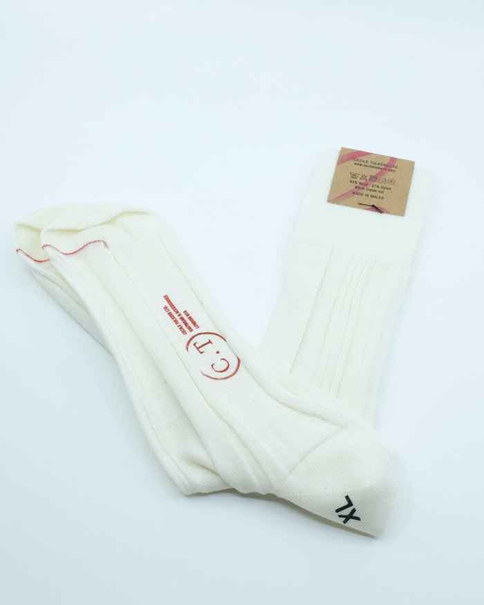 Ivory White Merino Wool Irregular Rib Sock