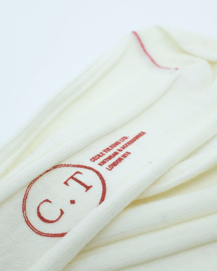 Ivory White Merino Wool Irregular Rib Sock