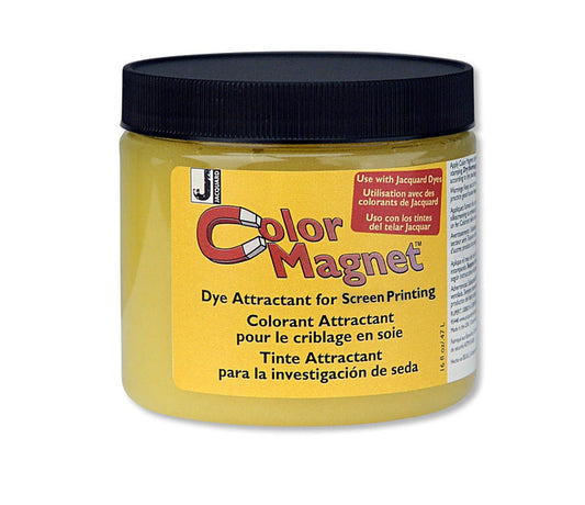 Jacquard Color Magnet dye attractant for screen printing in a lidded jar on a white background.