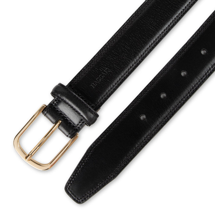 Leather Classic Stitch 35mm Dress Belt - Haggar.com#color_black