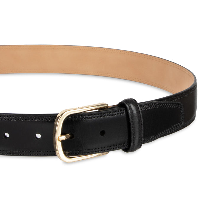 Leather Classic Stitch 35mm Dress Belt - Haggar.com#color_black