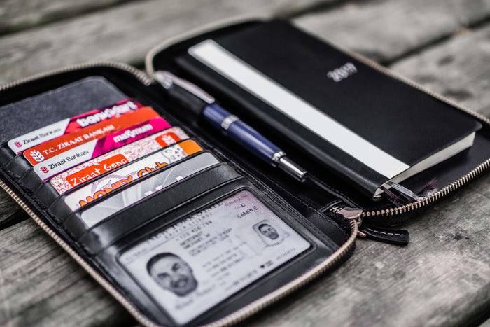 Leather Zippered Hobonichi Weeks Mega Cover - Black