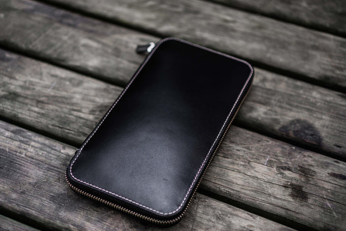 Leather Zippered Hobonichi Weeks Mega Cover - Black