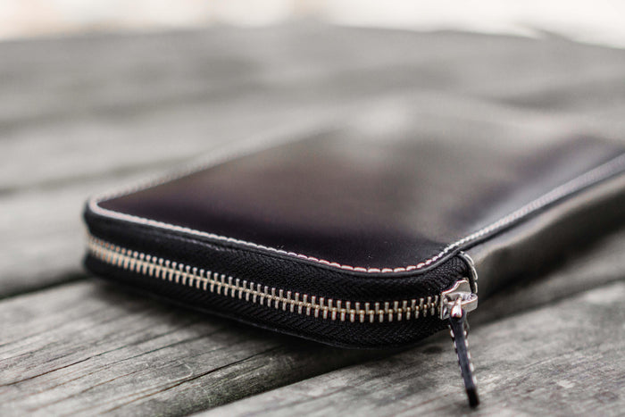 Leather Zippered Hobonichi Weeks Mega Cover - Black