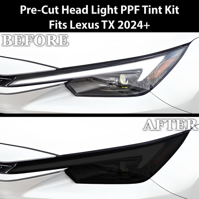 Full Headlight Taillight Precut Smoked PPF Tint Kit Film Overlay Fits Lexus TX 2024 - 2025 - Bogar Tech Designs