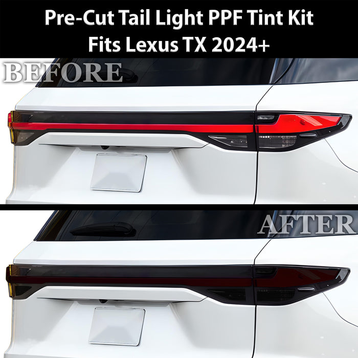 Full Headlight Taillight Precut Smoked PPF Tint Kit Film Overlay Fits Lexus TX 2024 - 2025 - Bogar Tech Designs