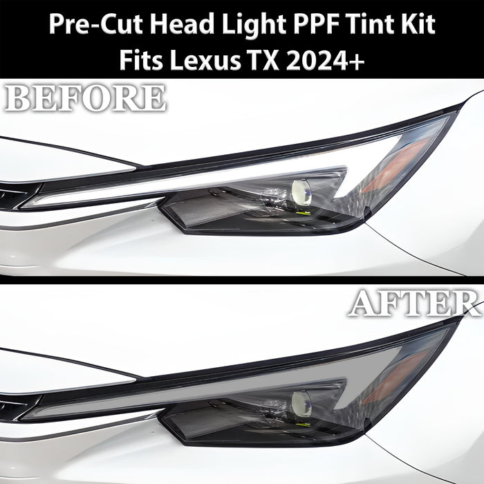 Full Headlight Taillight Precut Smoked PPF Tint Kit Film Overlay Fits Lexus TX 2024 - 2025 - Bogar Tech Designs