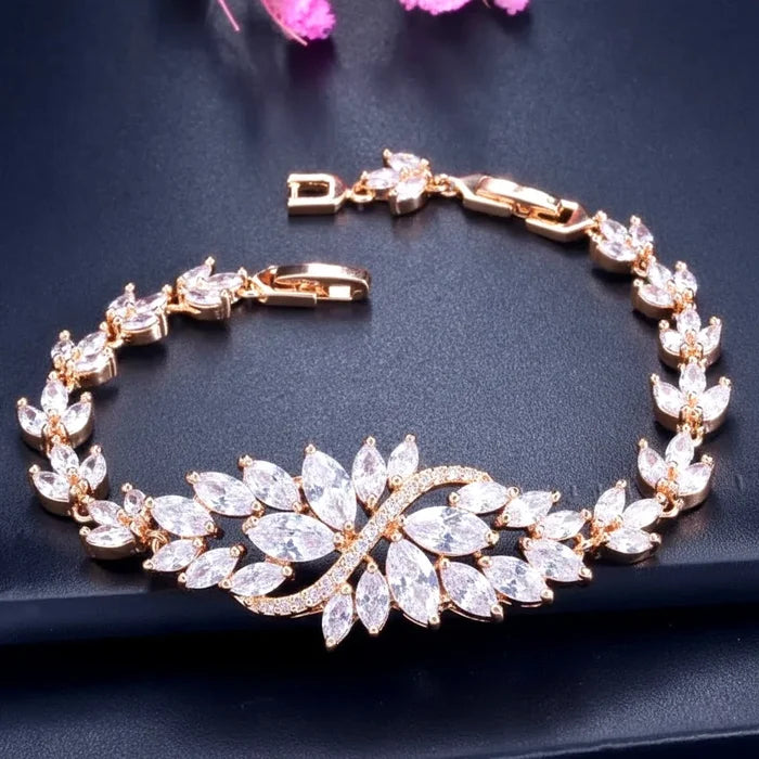 Wedding Jewelry - Cubic Zirconia Bridal Bracelet - Available in Yellow Gold, Silver and Rose Gold