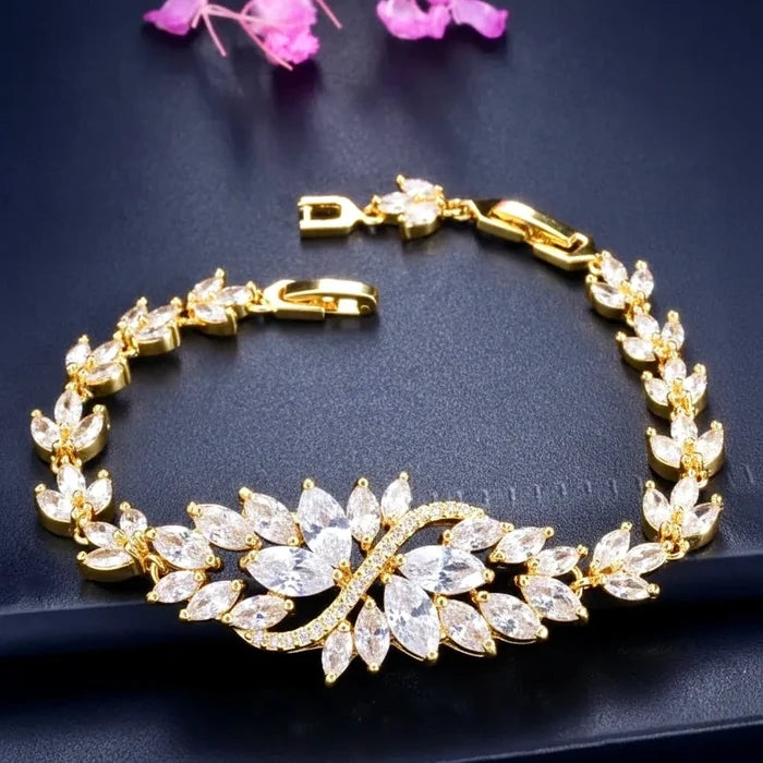 Wedding Jewelry - Cubic Zirconia Bridal Bracelet - Available in Yellow Gold, Silver and Rose Gold